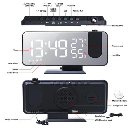 LED Digital Alarm Projector Clock