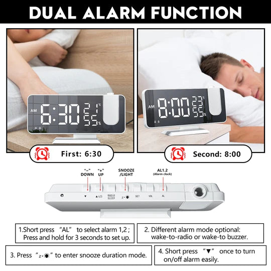 LED Digital Alarm Projector Clock