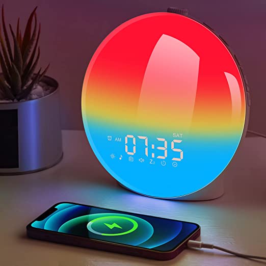 Wake Up Light Dual Alarm Clock White Noise Machine Touch Sensor Sunrise Lamp Symphony Bedside Sleeping Night Light