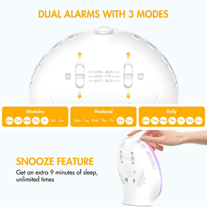 Wake Up Light Dual Alarm Clock White Noise Machine Touch Sensor Sunrise Lamp Symphony Bedside Sleeping Night Light