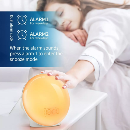 Wake Up Light Dual Alarm Clock White Noise Machine Touch Sensor Sunrise Lamp Symphony Bedside Sleeping Night Light