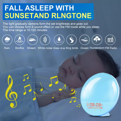 Wake Up Light Dual Alarm Clock White Noise Machine Touch Sensor Sunrise Lamp Symphony Bedside Sleeping Night Light