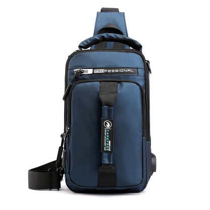 Men Multifunction USB Waterproof Shoulder Bag Crossbody Cross Body Sling Chest Travel Bags