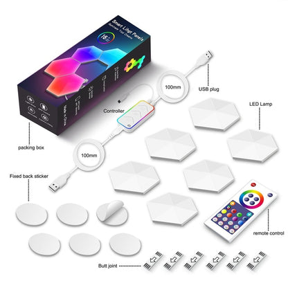 WIFI Bluetooth LED Hexagon Quantum Lamps Indoor RGB Wall Light For Computer Game Bedroom