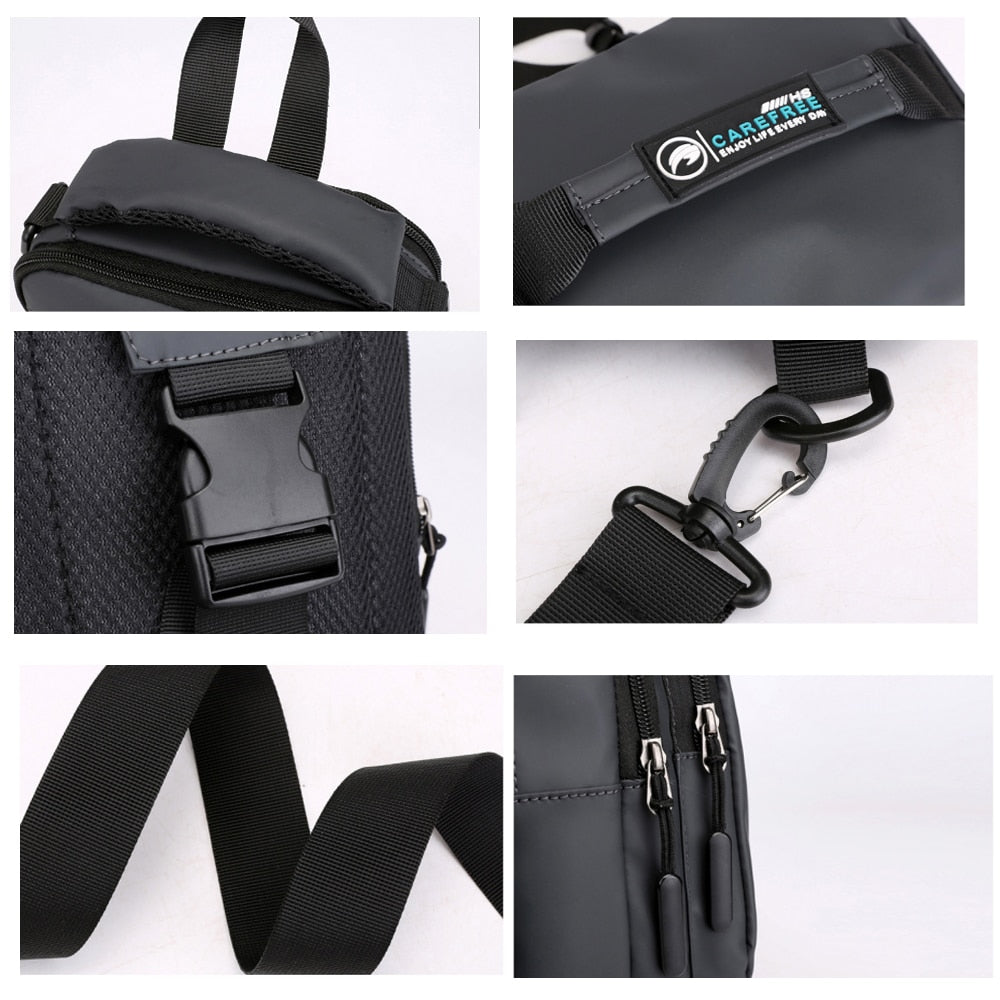 Men Multifunction USB Waterproof Shoulder Bag Crossbody Cross Body Sling Chest Travel Bags