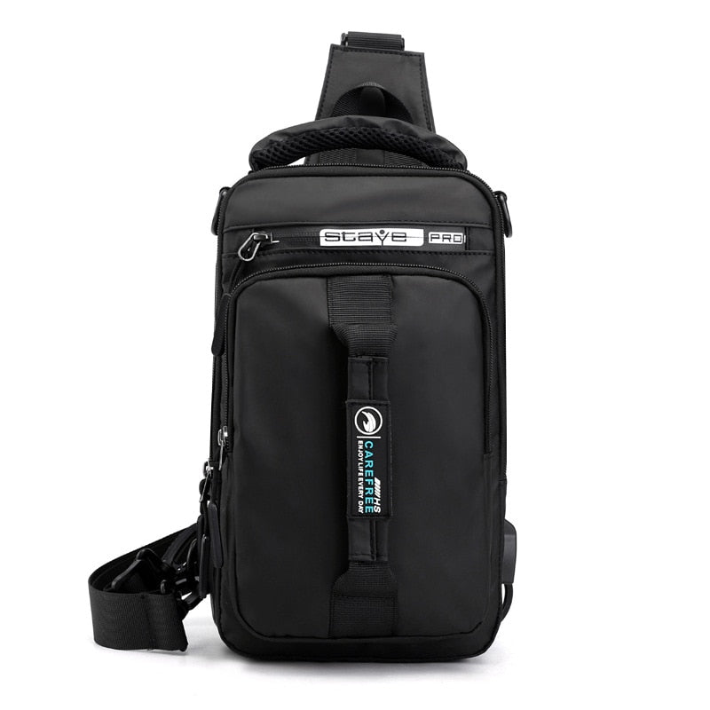 Men Multifunction USB Waterproof Shoulder Bag Crossbody Cross Body Sling Chest Travel Bags