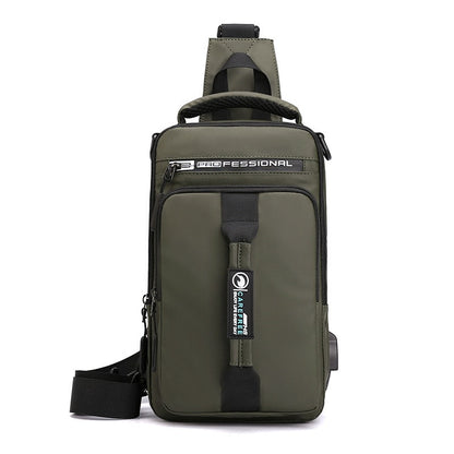 Men Multifunction USB Waterproof Shoulder Bag Crossbody Cross Body Sling Chest Travel Bags