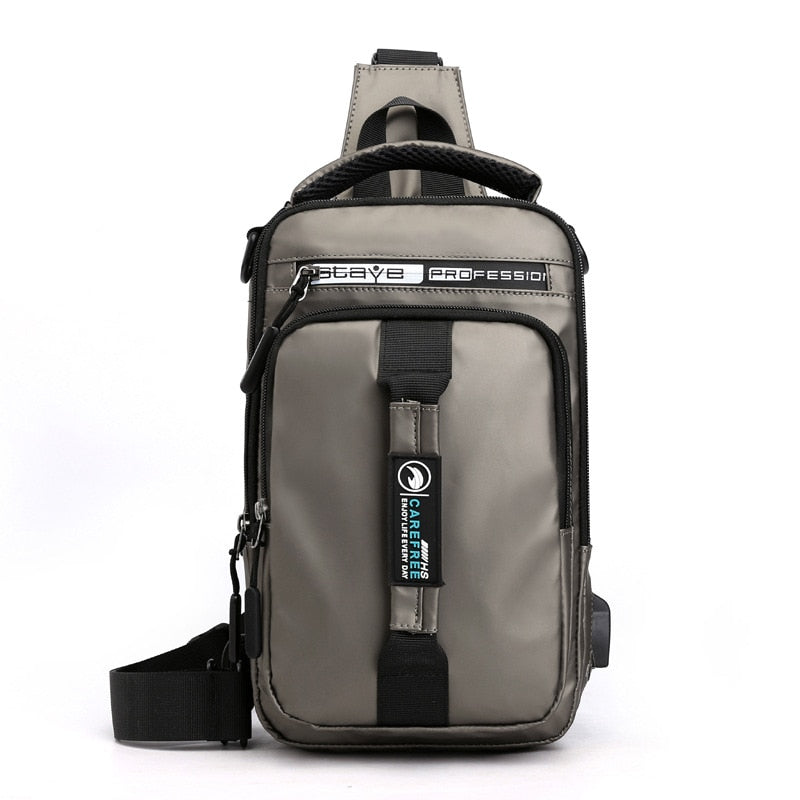 Men Multifunction USB Waterproof Shoulder Bag Crossbody Cross Body Sling Chest Travel Bags